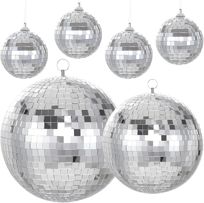 Large Mirror Disco Ball Bright Hanging Disco Ball: 6 Pcs Silver Reflective - Image 9