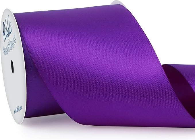 Ribbli Purple Double Faced Satin Ribbon, 3” x Continuous 10 Yards, Use by Ribbli