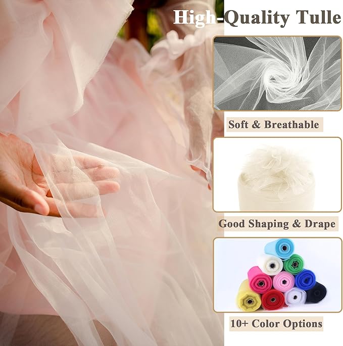 Ivory Tulle Fabric Rolls 54 Inch x 40 Yards Large Mesh Tull Bolt - Image 4