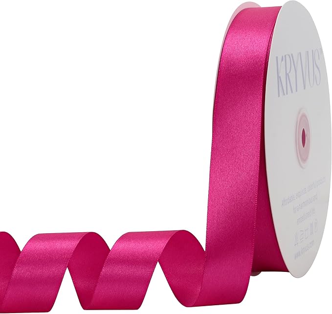 Rose Red Satin Ribbon 1 inch X Continuous 100 Yards, Single Face Polyester by Kryvusribbon