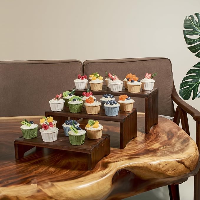 Set of 3 Wooden Rustic Cupcake Stand - Image 2