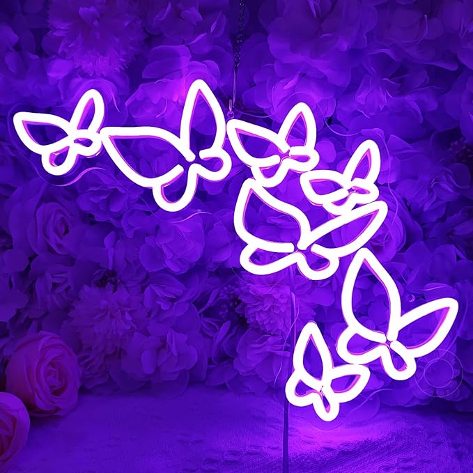 SYLHOME Butterfly Led Neon Light Sign Girls Bedroom Kids Room Beauty Studio by SYLHOME