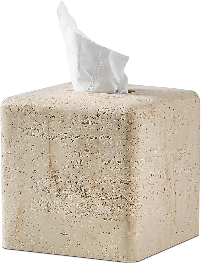 Natural Travertine Textures Tissue Box Cover Square by Polytree