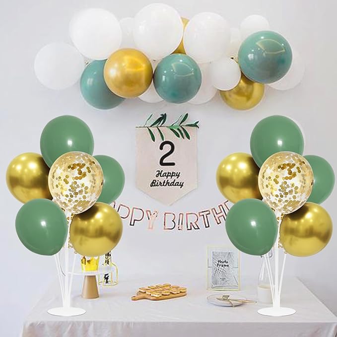 Green and Gold Balloon Stand Centerpiece Table Decorations - Image 4