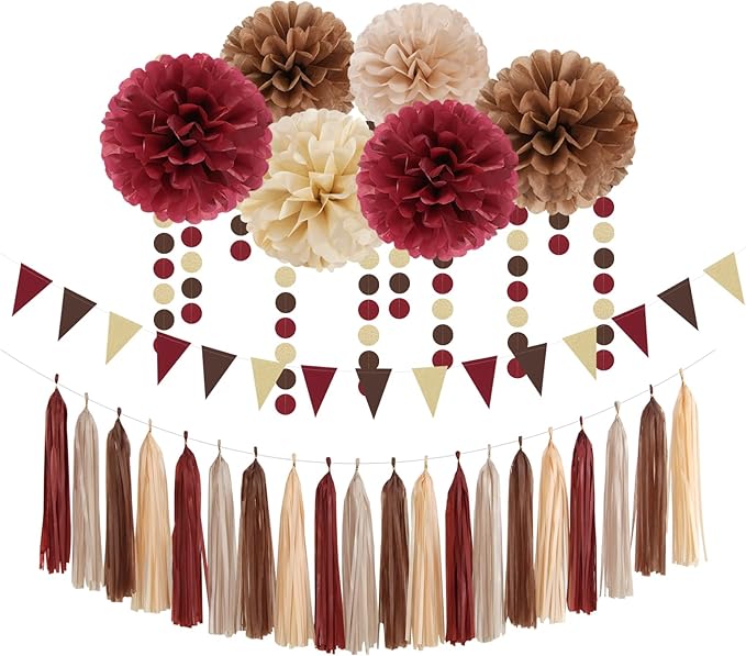 Boho Baby-Shower Burgundy-Brown Champagne Party-Decorations by OURUOLA