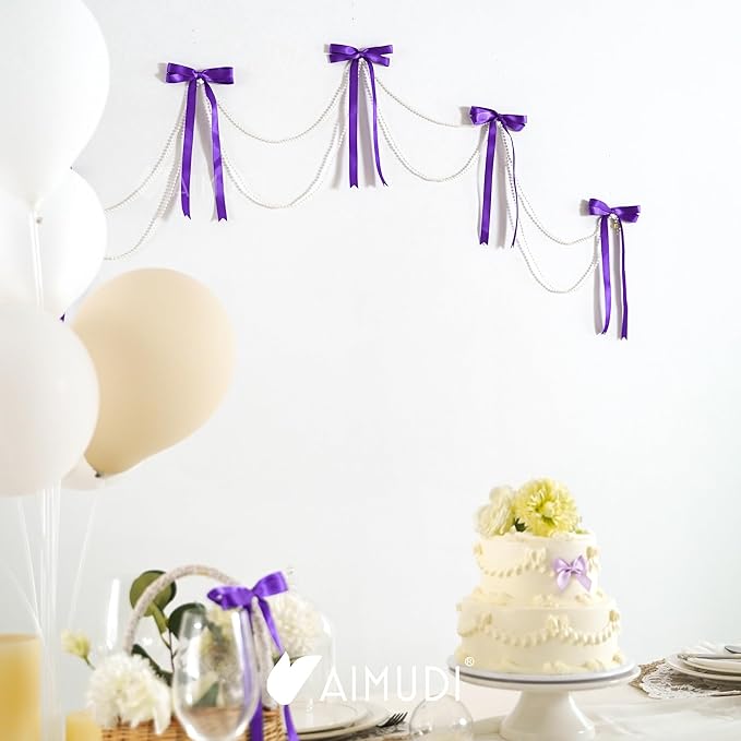 AIMUDI Purple Bows 5 × 10" Satin Bows - Image 9
