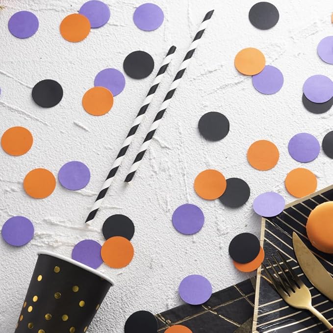 Purple Black Orange Confetti Table Decoration - Image 2