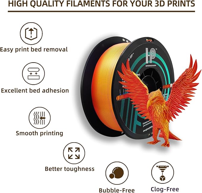 Dual Color PLA Filament, Shiny Silk Red Gold PLA, 3D Printer Filament, PLA - Image 3