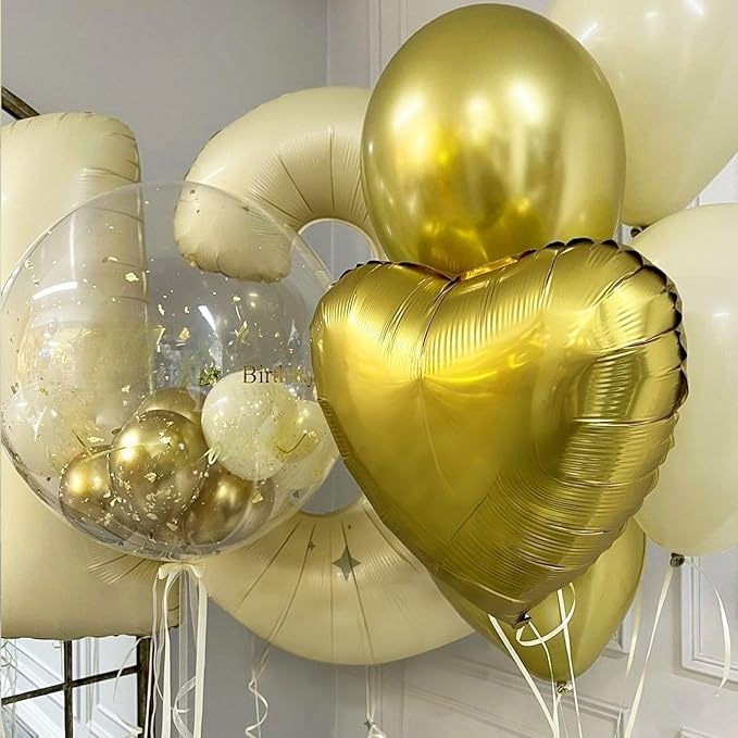 Gold White Heart Balloons - Image 5