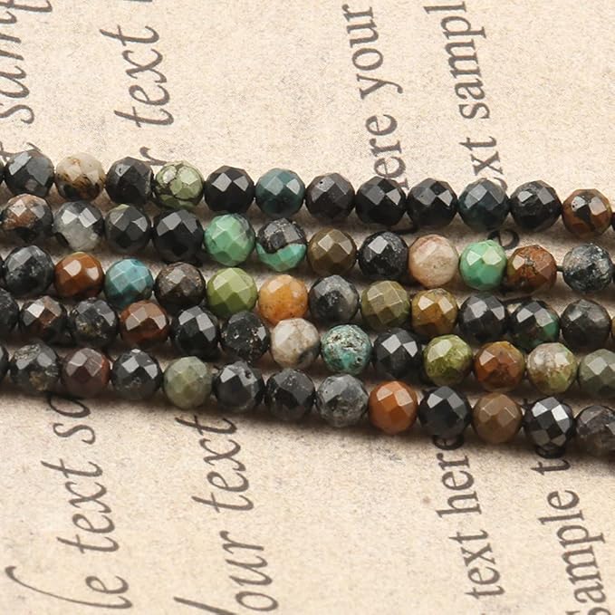Song Xi 120pcs 3mm Natural African Turquoise Gemstone Beads Faceted Round Loose - Image 4