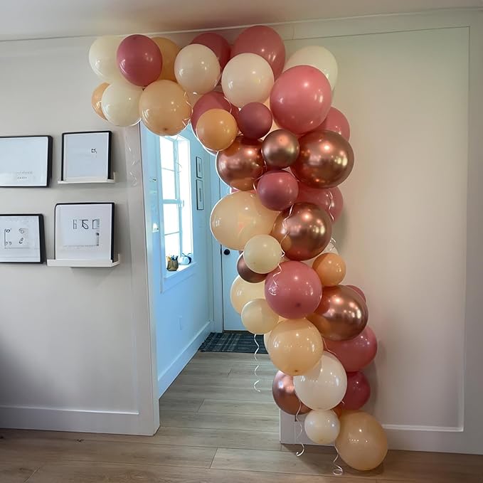 Togvu Retro Blush Pink Balloons, 60 Packs 12 Inch Dusty Pink Metallic Chrome - Image 6