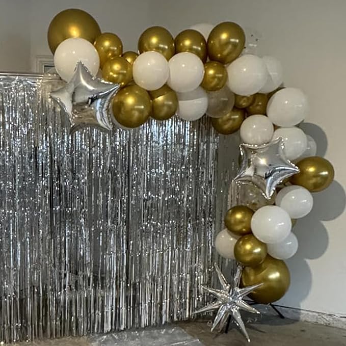 Balloons White and Gold, 60 Packs 12 Inch Metallic Gold Balloons Pearl White - Image 8