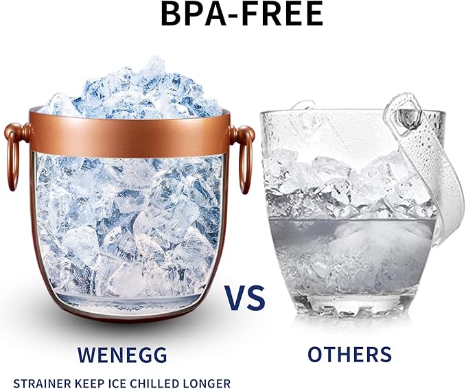 Ice Bucket with Lid, Tongs and Strainer - Image 4