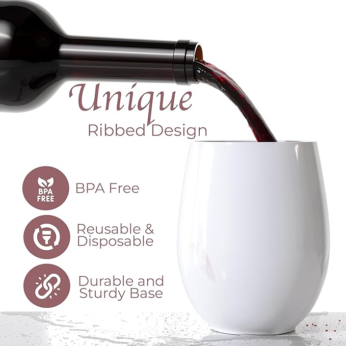Exquisite 48 Pcs Unbreakable Stemless Plastic Wine Glasses Disposable Wine - Image 3
