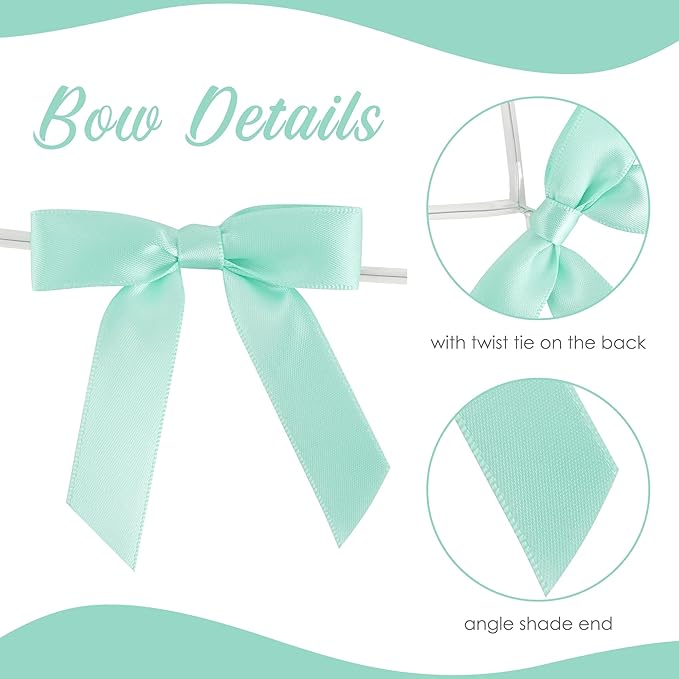 AIMUDI Pastel Bows 2.5" Satin Twist Tie Bows - Image 4