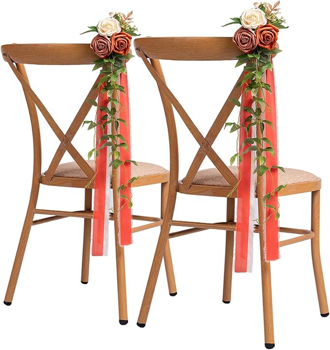 Meldel 10Pcs Wedding Chair Decorations Aisle Flowers Swag Artificial Flower by Meldel