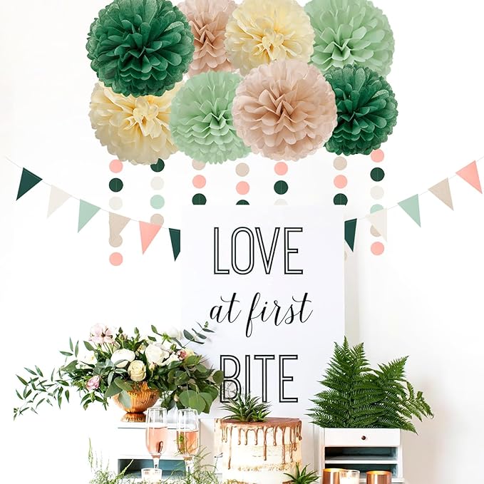 Olive-Sage Green Champagne-Gold Party Decorations - Image 6