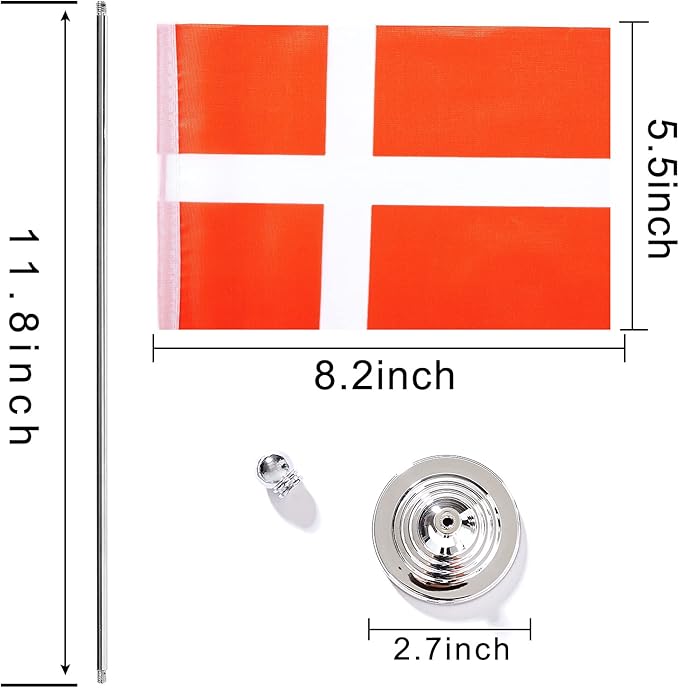 ZXvZYT 2 Pack Denmark flag Danish Table Flag Small Mini Danish Desk Flags - Image 2