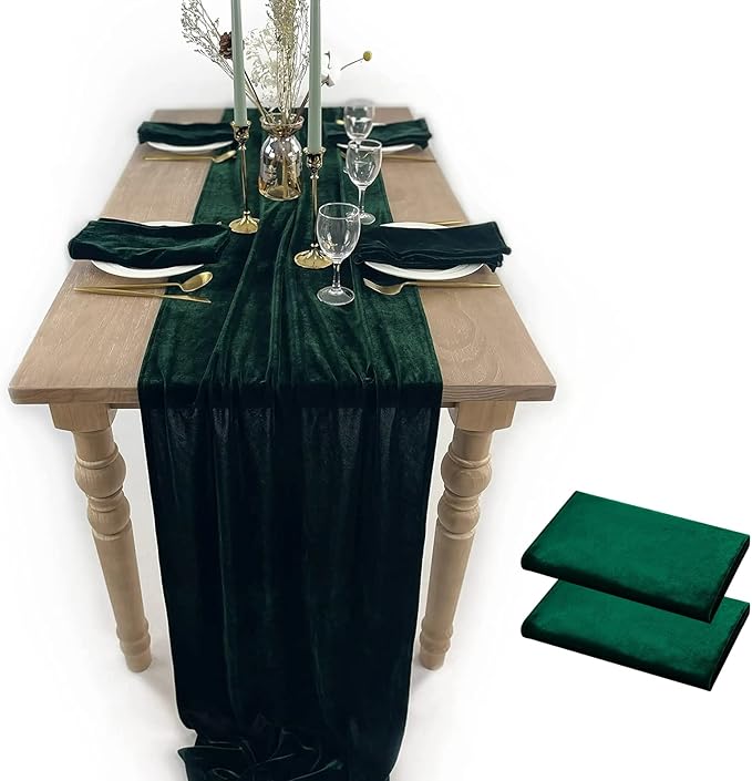 Luxurious Velvet Table Runner, 10ft Wedding Reception Decorations, 20x120inch by EHLDekol