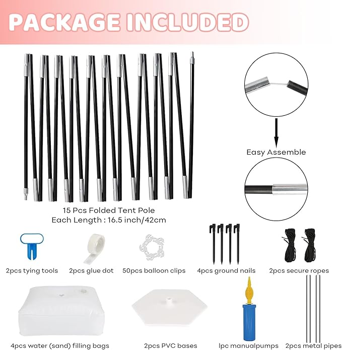 Paready Black Balloon Arch Stand Kit, Adjustable Balloon Arch Stands - Image 2