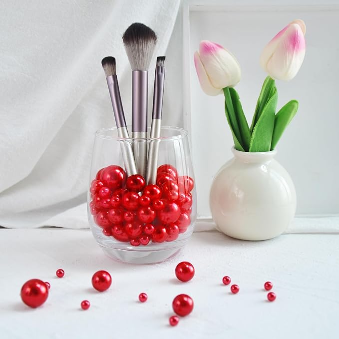 520Pcs Red Glossy Beads for Centerpiece Decor, Artifical Pearls Vase Filler - Image 4