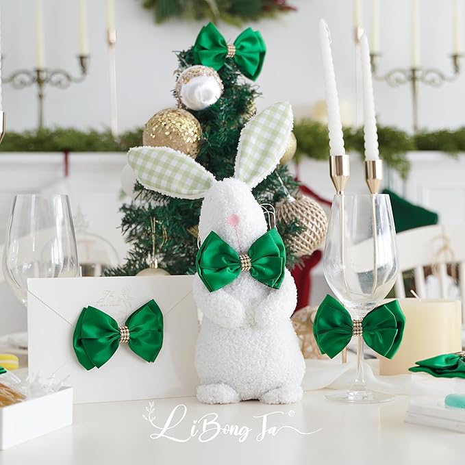 Hunter Green Ribbon Bows 4'' Premade Satin Bow, Gift Bows - Image 7