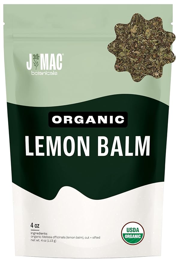 J Mac Botanicals Organic Lemon Balm, Loose Leaf Tea, Dried Lemon Balm Tea by JMACBOTANICALS
