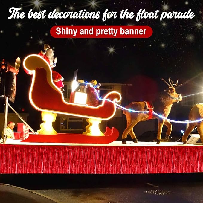 6 Pack 10 Ft Red Foil Fringe Garland Metallic Streamers Tinsel Banner Wall - Image 4