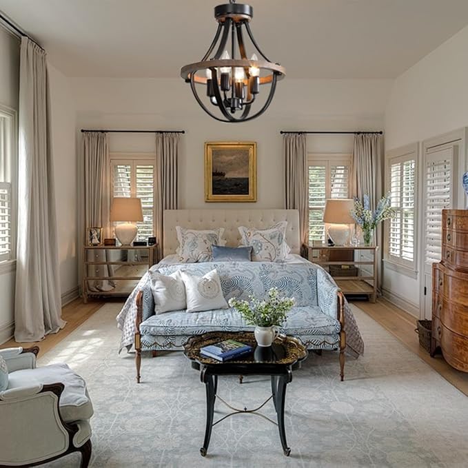 Farmhouse Chandelier, Modern Hanging Pendant Lighting, 4-Light Rustic Ceiling - Image 8