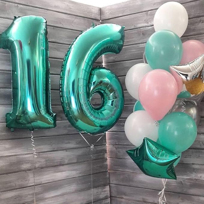 Teal Blue 40 Inch Mylar Foil Number 6 Balloon, Birthday Digital Balloons - Image 7