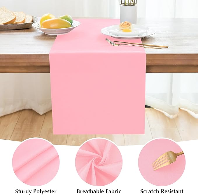 2 Pack Pink Table Runner 12 x 60 Inch Solid Color Farmhouse Runners Coffee - Image 4