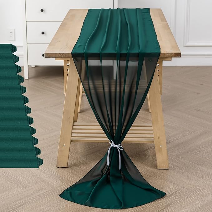 12Pack 9ft Chiffon Table Runner 14x108 Inch Sheer Romantic Table Runner - Image 6