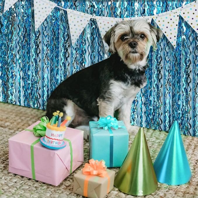 Blue Streamers Photo Backdrop Wave Foil Fringe Curtain Tinsel Backdrop Blue - Image 6