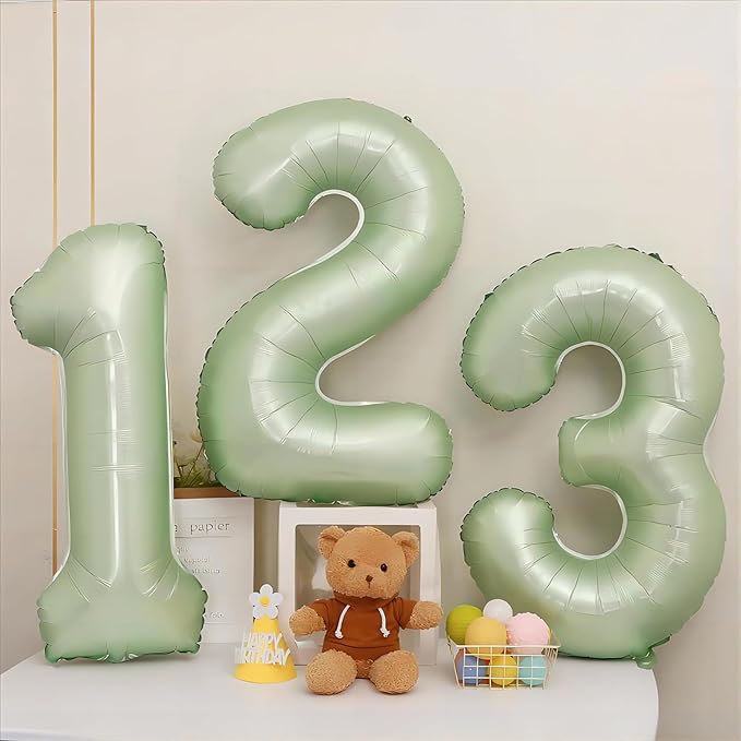 40 Balloon Number 2 Olive Green, Large Foil Number Balloons Set 0-9, Olive - Image 5
