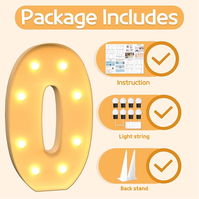 Marquee Letters 3 Feet Tall Large Light Up Letters O Happy Birthday Decorations - Image 5
