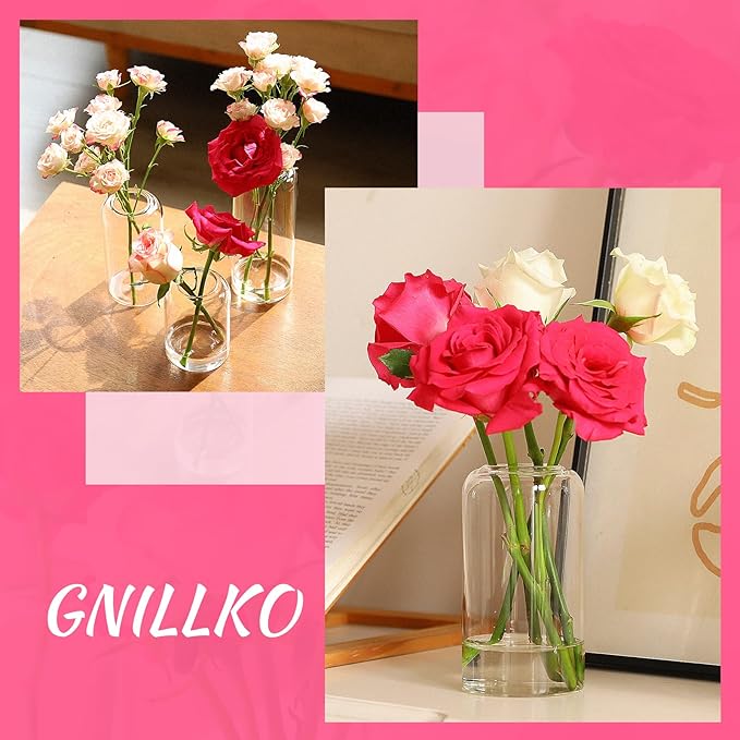 Glass Bud Vases Set of 6, Glass Cylinder Vases - Image 7