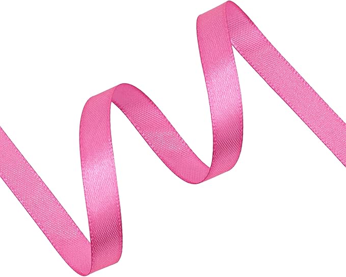Hot Pink Satin Ribbon 3/8 inch X Continuous 100 Yards, Single Face Polyester - Image 2