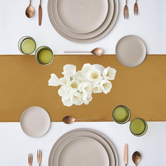 10 Pack Satin Table Runner 12 x 108 Inch Long Old Gold Silk Table Runner - Image 6