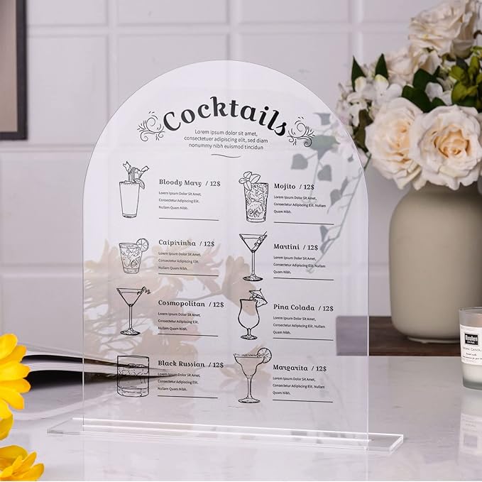 UNIQOOO 10 Pack Acrylic 8x10 Clear Arch Table Sign by UNIQOOO