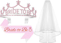 3Pcs Bride to Be Crown with Sash and Veil by Papoopy