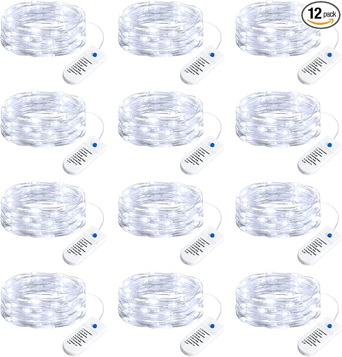Minetom 12 Pack Fairy Lights Battery Operated String Lights, 8 Modes & Timer by Minetom