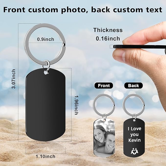Personalized Keychain with Engraved Photo & Text Customized Custom Gift - Image 6