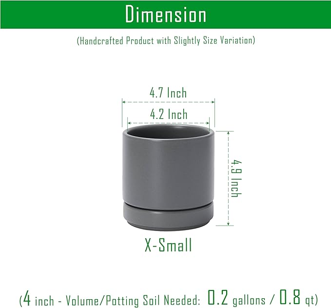 D'vine Dev Set of 4 Small Ceramic Plant Pots, 4.7 Inch Succulent Planter Pot - Image 3