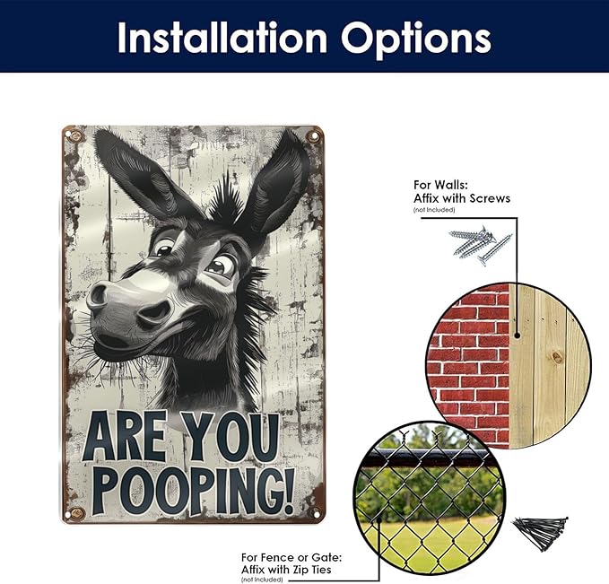 Funny Donkey "Are You Pooping?" Tin Sign - Image 9