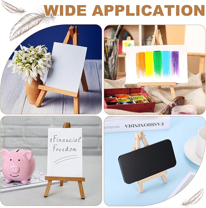 MECCANIXITY Mini Wood Display Easels, 5.9"x3.1"A-Frame Painting Tabletop Easels - Image 5