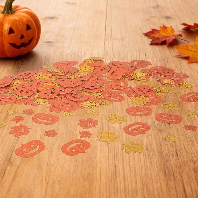 300pcs Fall Glitter Confetti, Autumn Maple Leaf Pumpkin Table Scatter - Image 5