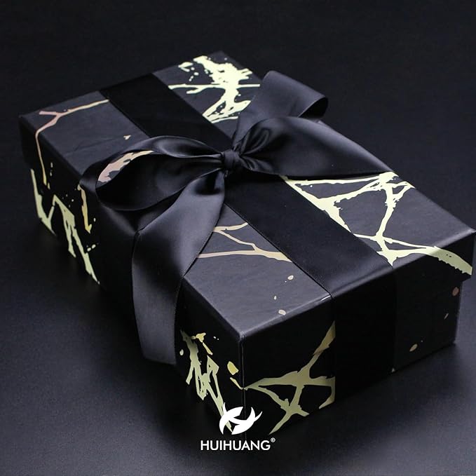 HUIHUANG 1-1/2 inch Double Face Satin Ribbon, Polyester Satin Black Ribbon 50 - Image 3