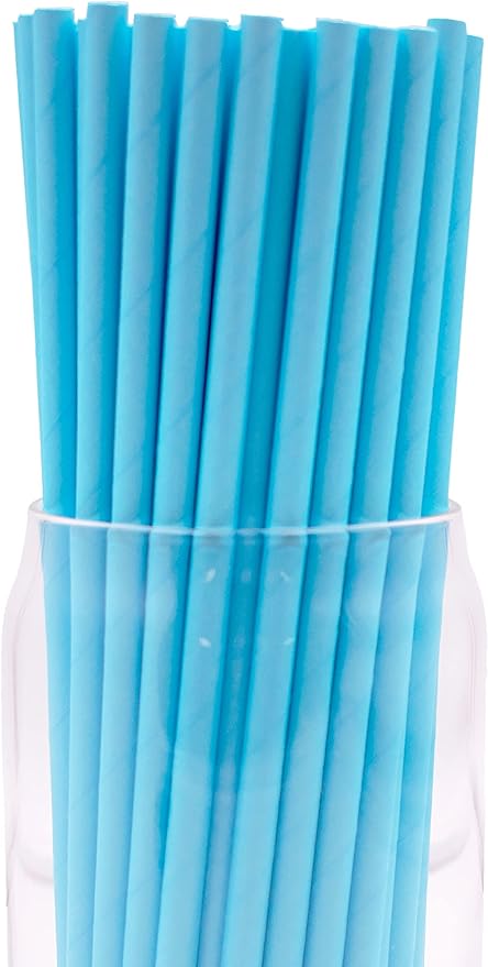 Pack of 300 Pastel Blue Biodegradable 4-Ply Paper Drinking Straws by Stephanie+Imports