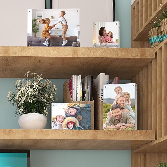 6x8 Acrylic Picture Frames, 20mm Thick Clear Frameless Magnetic Photo Frames - Image 5