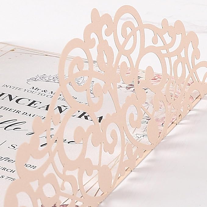 50pcs Blush Pink Wedding Invitations - Image 6